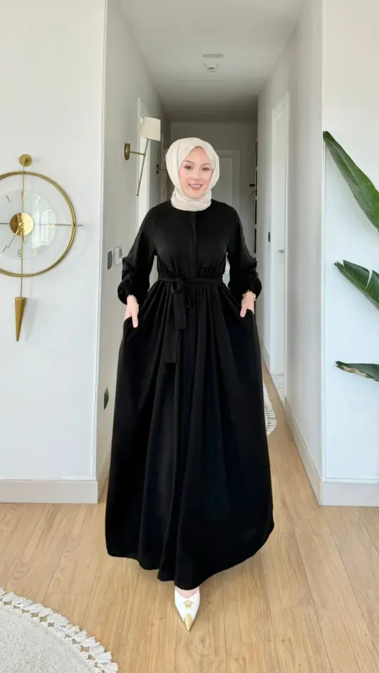 Yeni Sezon Ahsen Ferace Medine İpeği Siyah