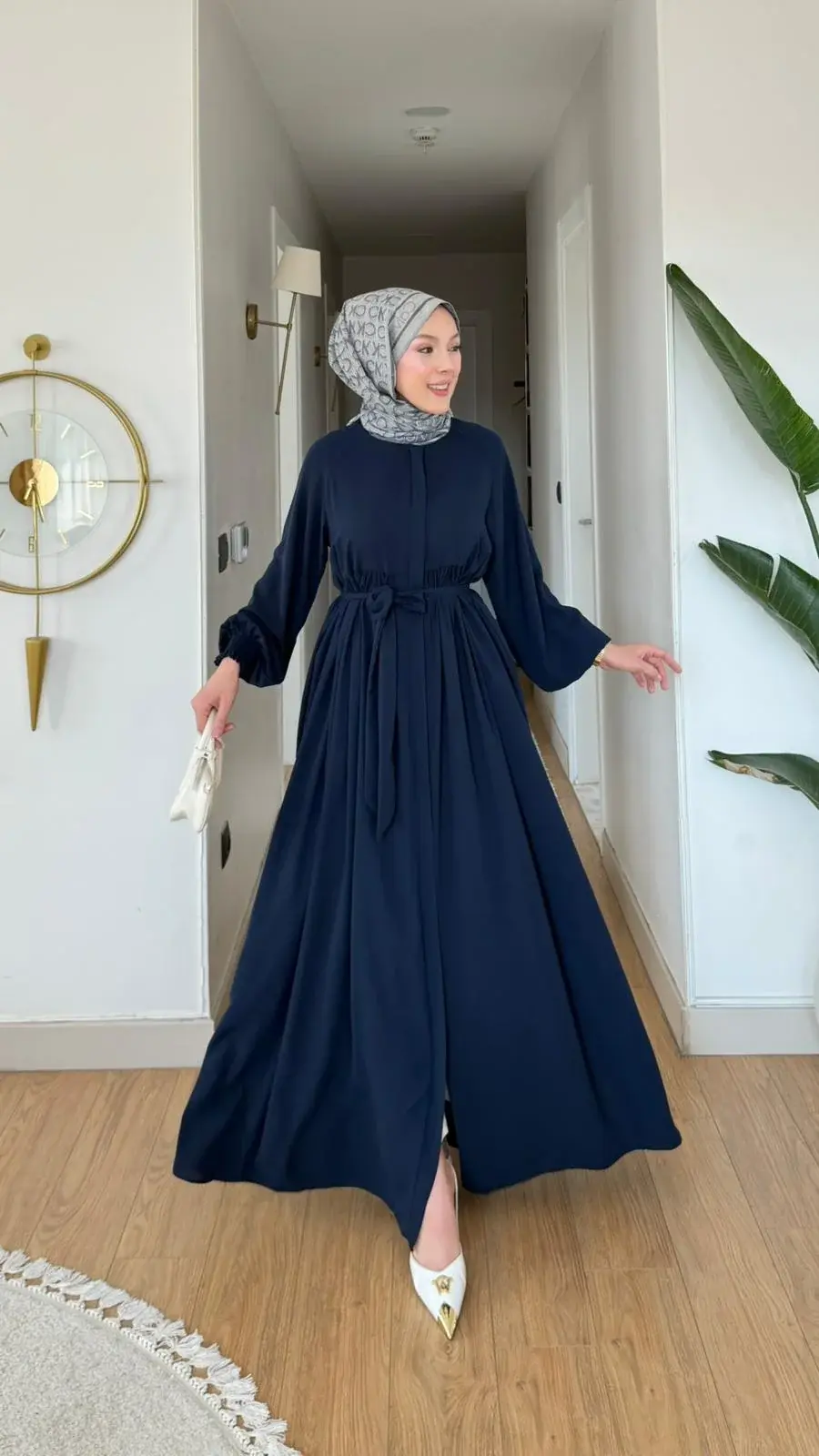 Yeni Sezon Ahsen Ferace Medine İpeği Lacivert