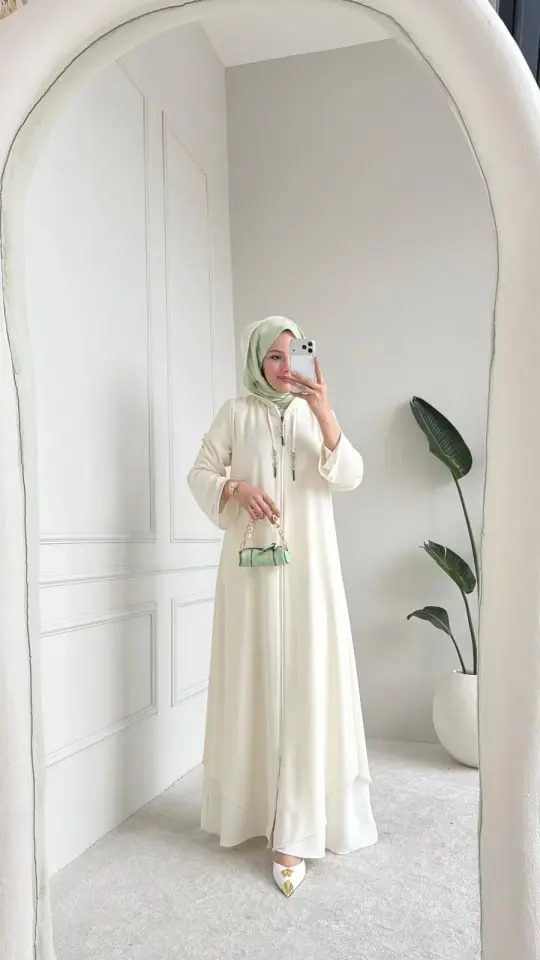 Aslı Dubai İpeği Ferace Ekru