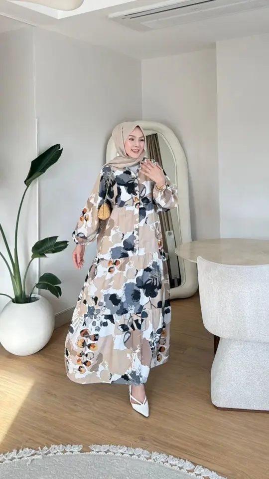 Yeni Sezon Mango Çiçek Elbise Bej Desen