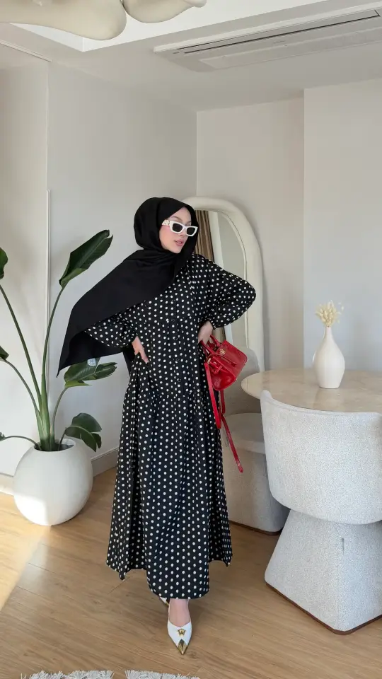 Yeni Sezon Mango Puantiye Elbise Siyah