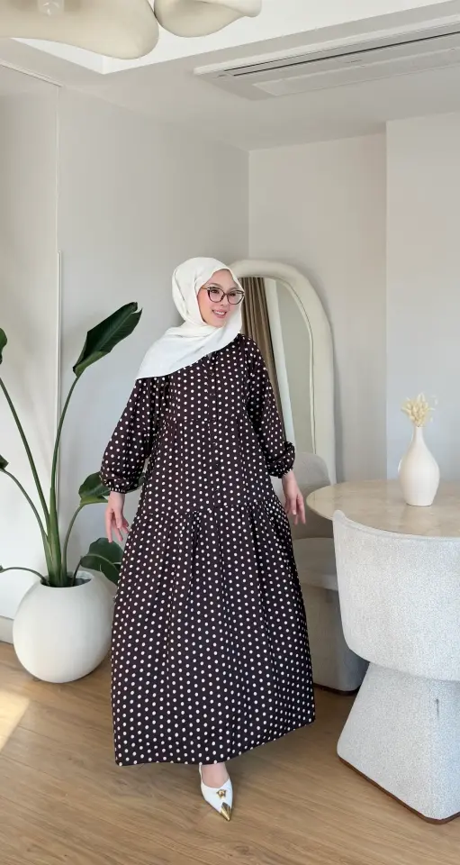 Yeni Sezon Mango Puantiye Elbise Mürdüm