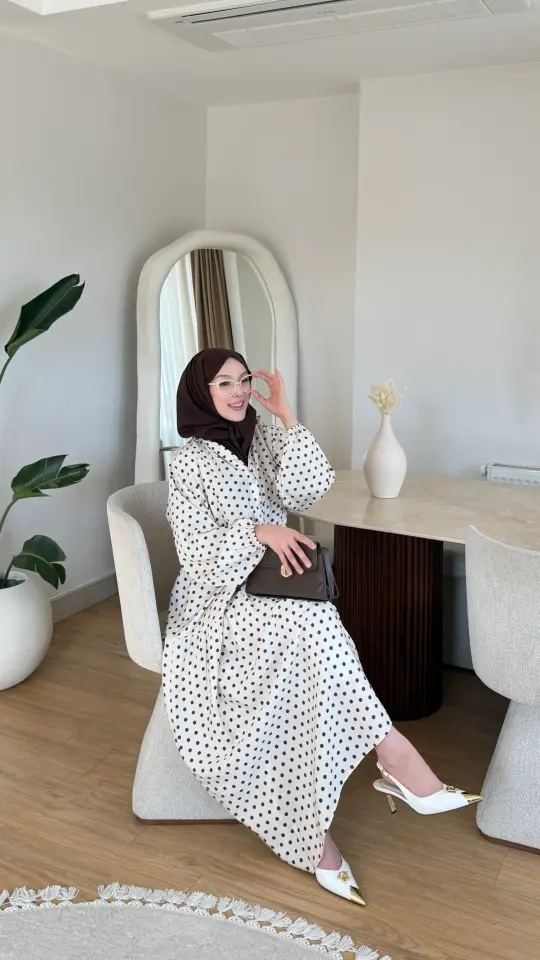Yeni Sezon Mango Puantiye Elbise Beyaz