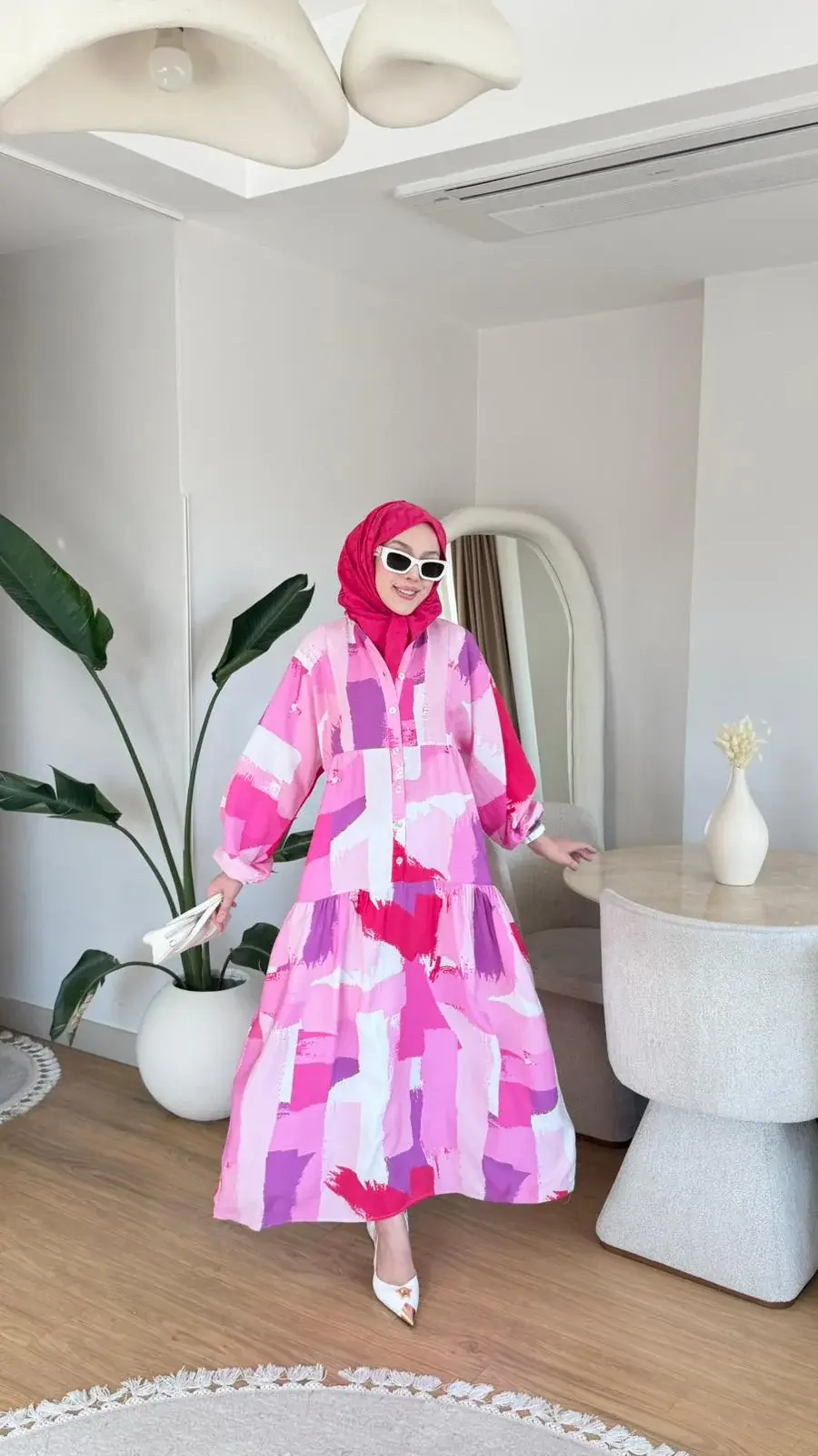 Yeni Sezon Mango Çiçek Elbise Pembe Desen
