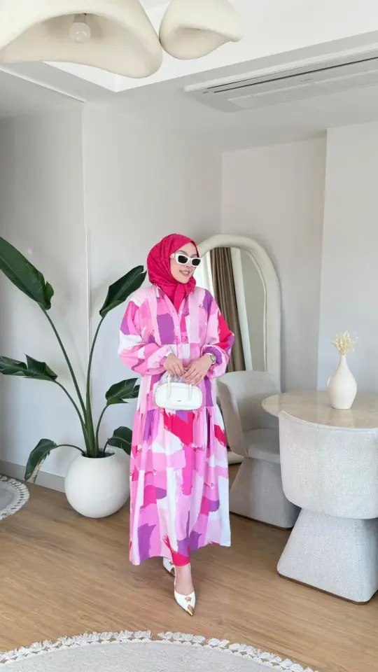 Yeni Sezon Mango Çiçek Elbise Pembe Desen