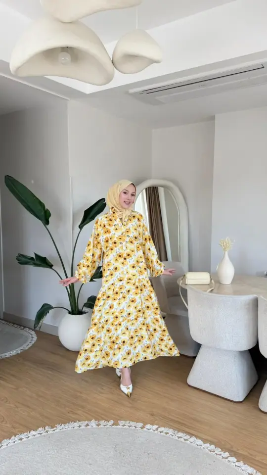 Yeni Sezon Mango Çiçek Elbise Sarı Desen