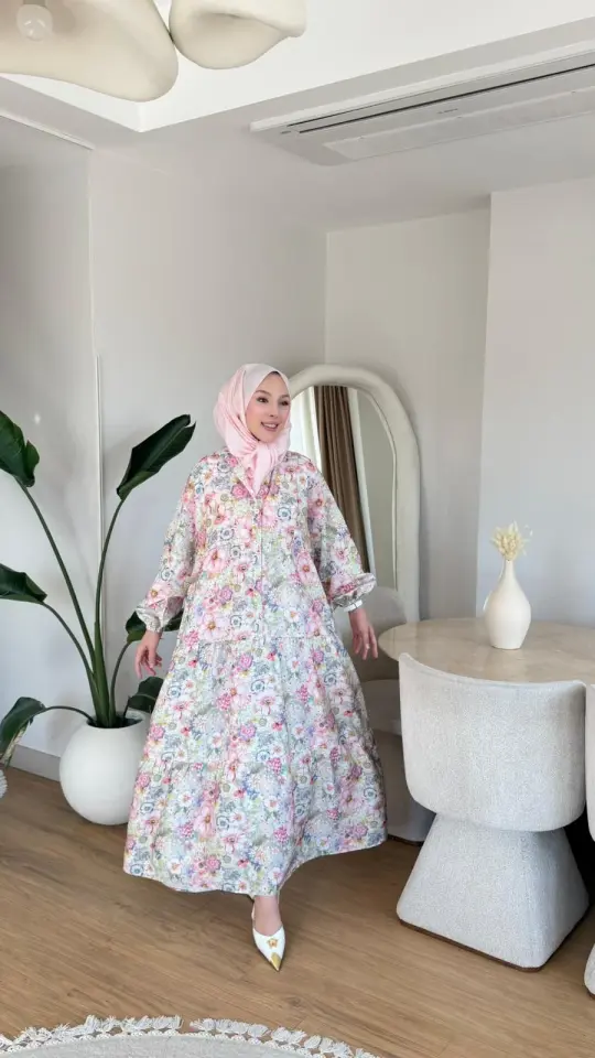 Yeni Sezon Mango Çiçek Elbise Toz Pembe Desen