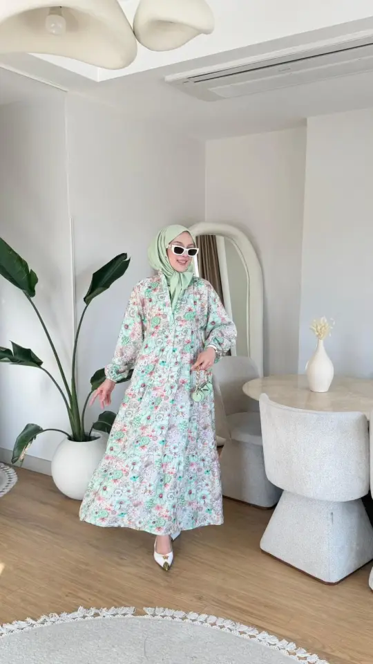 Yeni Sezon Mango Çiçek Elbise Mint Yeşili Desen