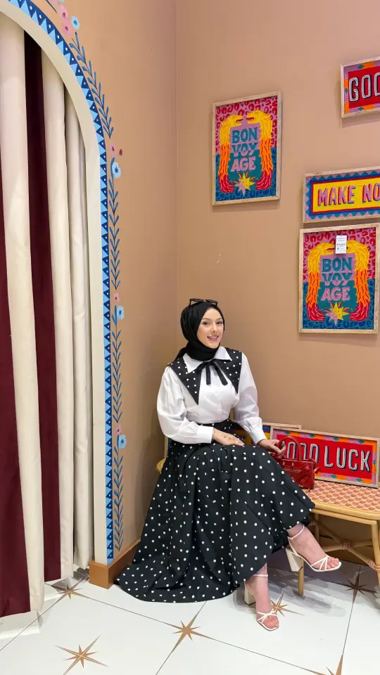 Yeni Sezon Trend Liya Puantiye Desen Etek (Fular Hediyeli ) Astarlıdır Siyah