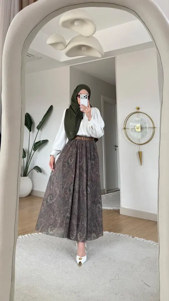 Yeni Sezon Etnik Desen Etek (Kemer Hediyeli) Yeşil
