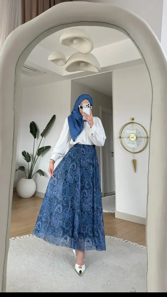 Yeni Sezon Etnik Desen Etek (Kemer Hediyeli) Mavi
