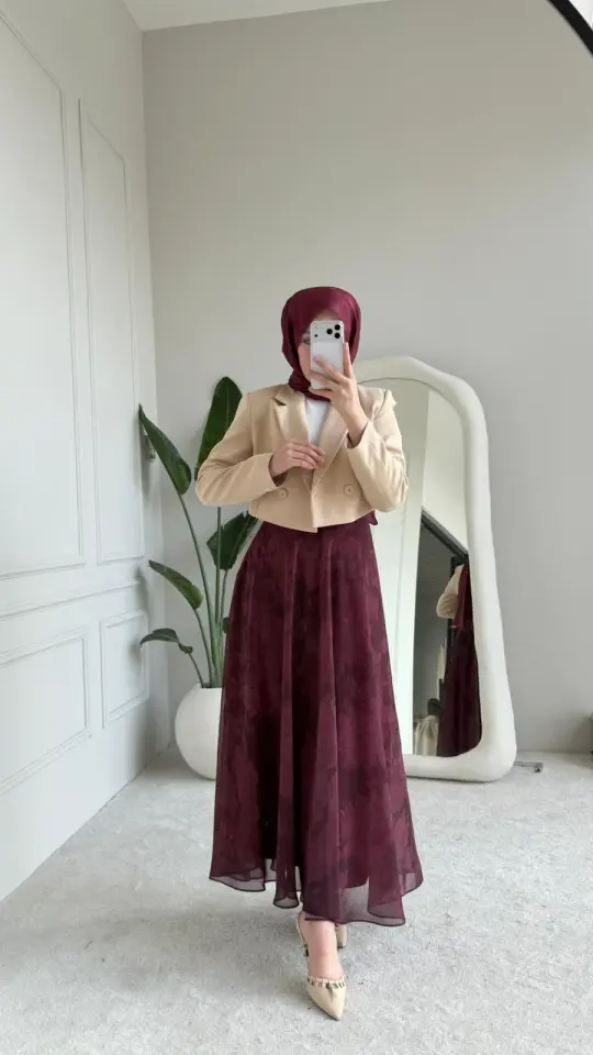 Yeni Sezon Rüya Etek Kemer Hediyeli Bordo