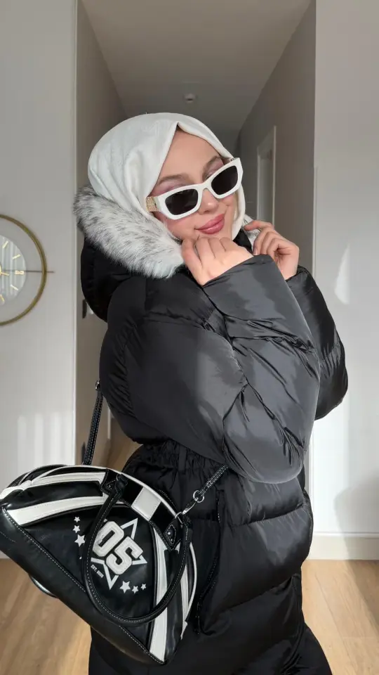 Premium Uzun Mont Kapüşonlu Kemerli Siyah