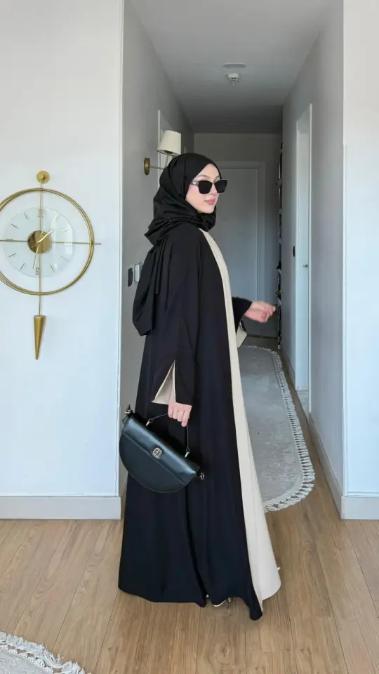 Yeni Sezon Noor Abaya (ABAYA - İÇLİK 2 PARÇA VE KUŞAKLI) Siyah