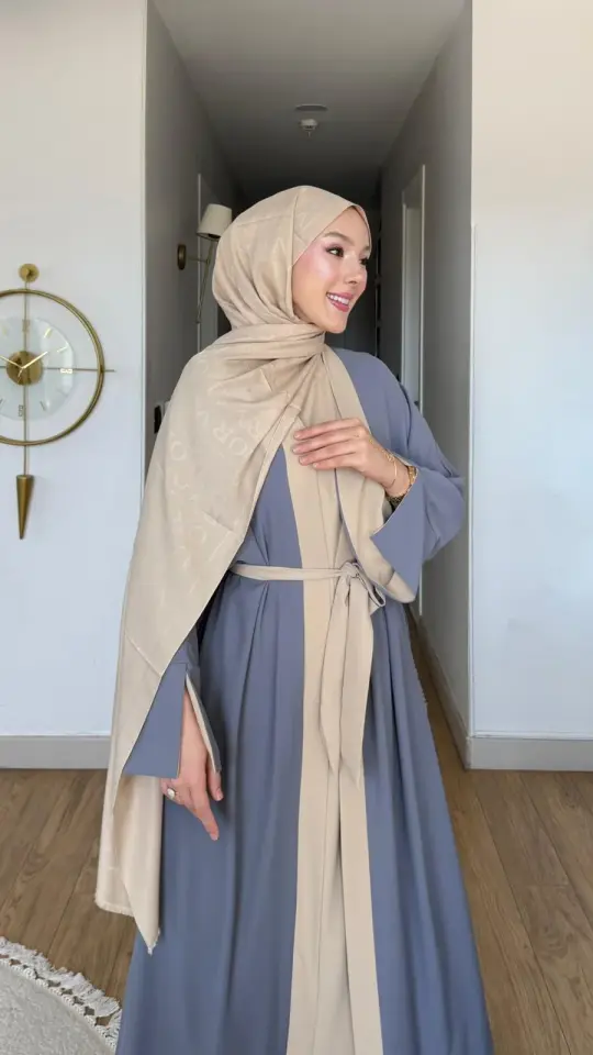 Yeni Sezon Noor Abaya (ABAYA - İÇLİK 2 PARÇA VE KUŞAKLI) Füme