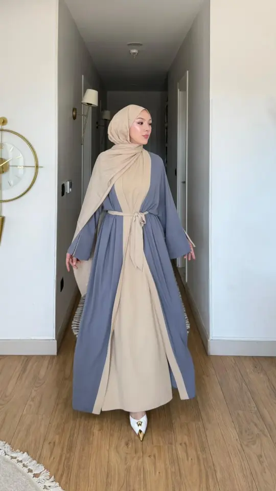 Yeni Sezon Noor Abaya (ABAYA - İÇLİK 2 PARÇA VE KUŞAKLI) Füme