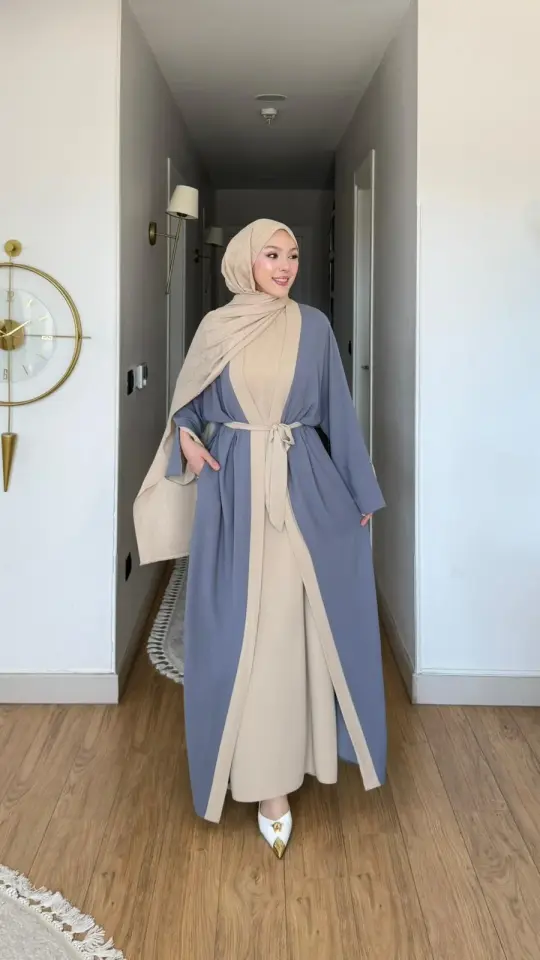 Yeni Sezon Noor Abaya (ABAYA - İÇLİK 2 PARÇA VE KUŞAKLI) Füme