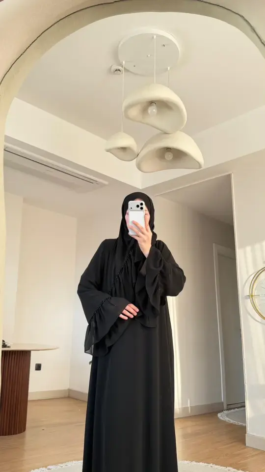 Yeni Sezon Safir Abaya (Şal Hedyeli) Siyah