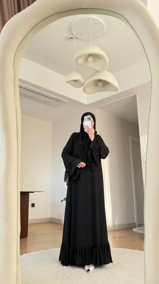 Yeni Sezon Safir Abaya (Şal Hedyeli) Siyah