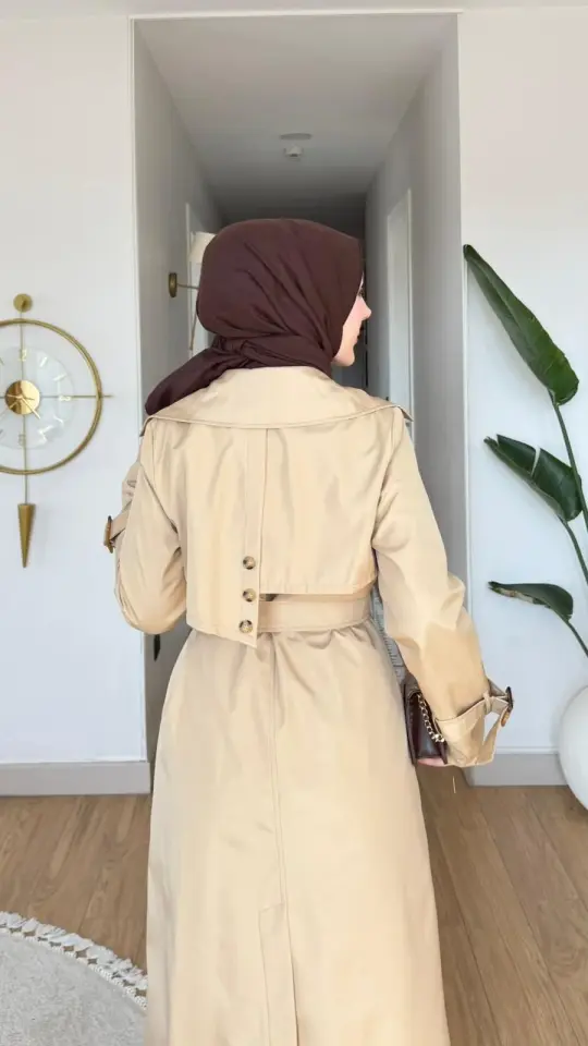 Miray Kemerli Düğme Detaylı Trençkot Bej